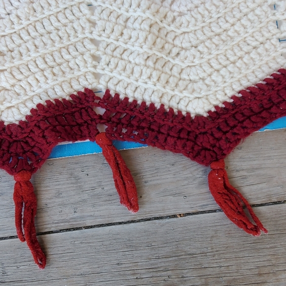 Chevron Zig Zag Crochet Afghan Blanket Throw Pink Red 65"x56" Handmade Vintage - Picture 9 of 12